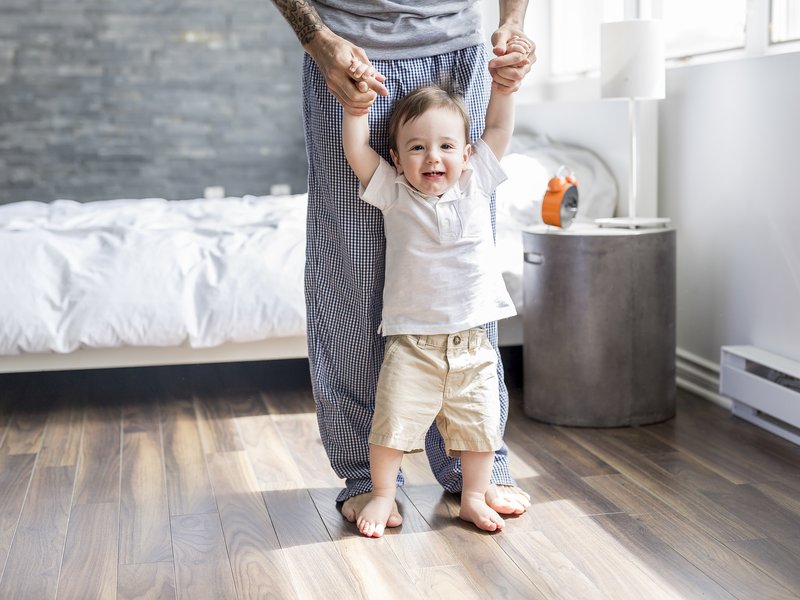 baby first steps on vinyl flooring